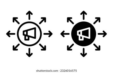 Broadcast advertising icon with outline and glyph style.