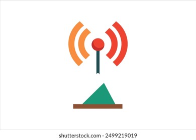 Ilustración de Arte vectorial de icono plano de antena de transmisión