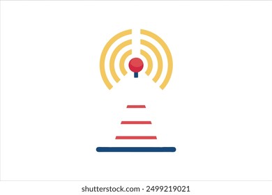 Broadcast antenna flat icon vector art illustration
