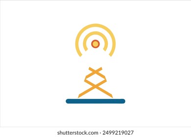 Broadcast antenna flat icon vector art illustration