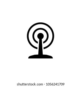 Broadcast Antenna. Flat Vector Icon. Simple black symbol on white background