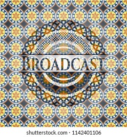 Broadcast arabesque emblem background. arabic decoration.