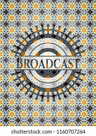 Broadcast arabic badge. Arabesque decoration.