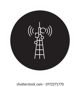 Broadcast black glyph icon. Pictogram for web page, mobile app, promo. UI UX GUI design element. Editable stroke.