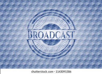 Broadcast blue hexagon badge.