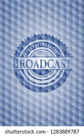 Broadcast blue hexagon badge.