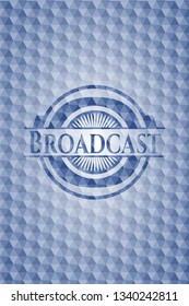 Broadcast blue polygonal badge.