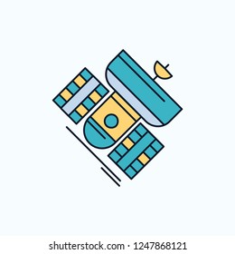 Broadcast, broadcasting, communication, satellite, telecommunication Flat Icon. green and Yellow sign and symbols for website and Mobile appliation. vector illustration