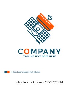Broadcast, broadcasting, communication, satellite, telecommunication Logo Design. Blue and Orange Brand Name Design. Place for Tagline. Business Logo template.