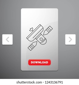 Broadcast, broadcasting, radio, satellite, transmitter Line Icon in Carousal Pagination Slider Design & Red Download Button