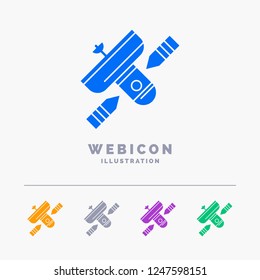 Broadcast, broadcasting, radio, satellite, transmitter 5 Color Glyph Web Icon Template isolated on white. Vector illustration