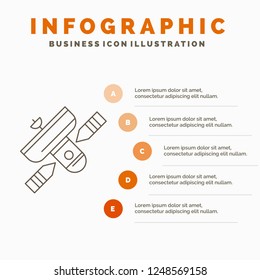 Broadcast, broadcasting, radio, satellite, transmitter Infographics Template for Website and Presentation. Line Gray icon with Orange infographic style vector illustration