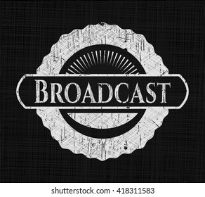 Broadcast chalk emblem, retro style, chalk or chalkboard texture