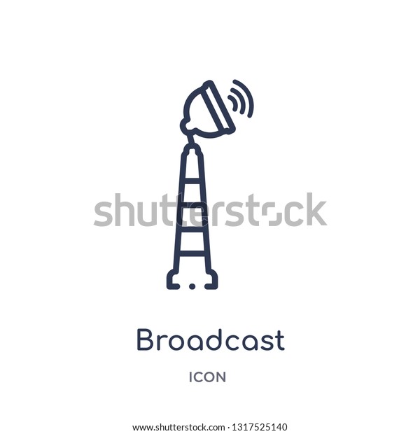 Broadcast Communications Tower Icon Technology Outline Stock Vector