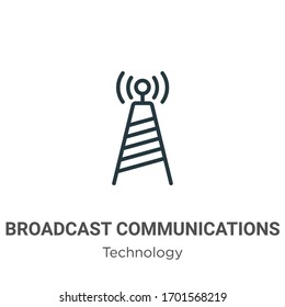 Rundfunk-Kommunikationsturm umreißt Vektorillustration Symbol. Leuchtende schwarze Rundfunkturmsymbol, einfache flache Vektorillustration-Elementgrafik aus bearbeitbarem Technologiekonzept einzeln auf 