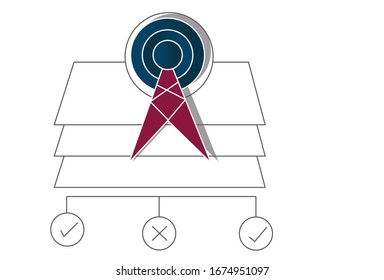 Broadcast concept on white background. Creative idea design. Flat vector illustration for template, brochure or presentation. 