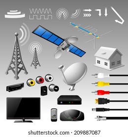 broadcast and digital tv vector set - vector illustration