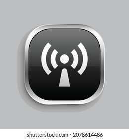 broadcast fill icon design. Glossy Button style rounded rectangle isolated on gray background. Vector illustration