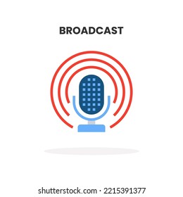 Broadcast flat icon. Vector illustration on white background.
