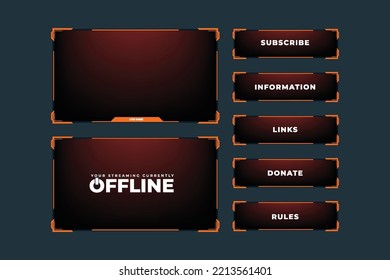 Diseño de superposición de juegos de difusión con formas digitales abstractas. Sobreposición de juegos elegante y decoración de la interfaz de pantalla. Diseño superpuesto de streaming en vivo con colores naranja y oscuro para los jugadores en línea.