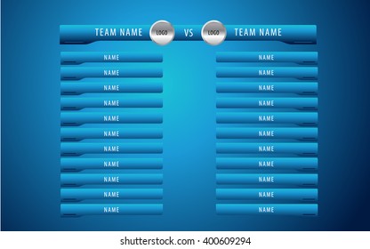 Broadcast graphic for football starting lineup squad