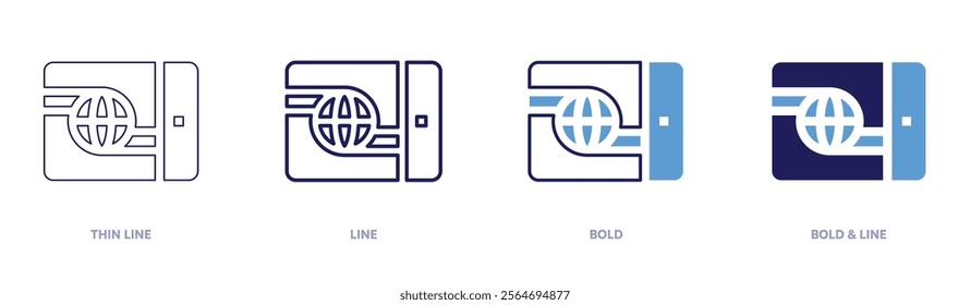 Broadcast icon in 4 different styles. Thin Line, Line, Bold, and Bold Line. Duotone style. Editable stroke.
