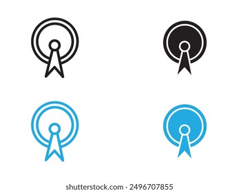 Broadcast Icon signo de contorno de Vector en blanco y negro