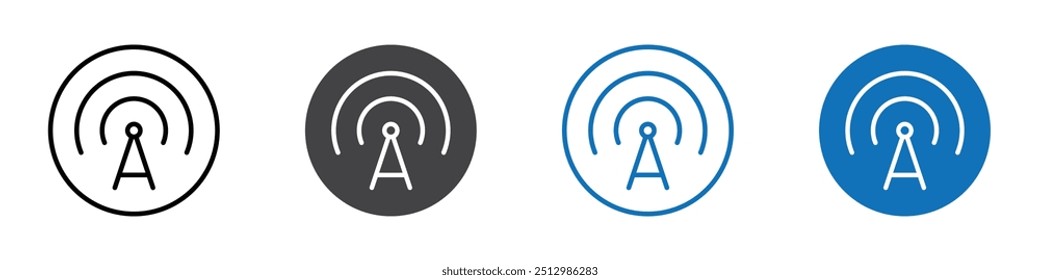 Broadcast icon flat editable icon mark set.