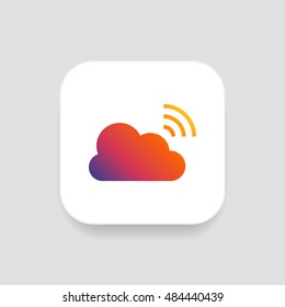 Broadcast icon vector, clip art. Live stream cloud computing. Also useful as logo, square app icon, web UI element, symbol, graphic image, silhouette and illustration.