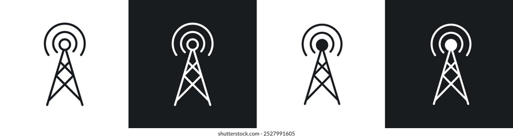 Broadcast icon vector icon set black filled and outlined style.