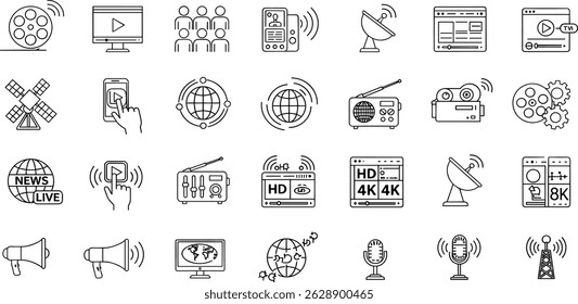 Conjunto de iconos editables de línea de difusión