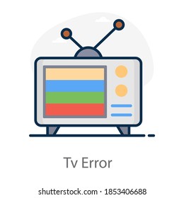 Broadcast media icon, editable flat vector of retro television