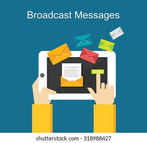 Broadcast messages on gadget concept illustration.