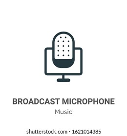 Broadcast microphone glyph icon vector on white background. Flat vector broadcast microphone icon symbol sign from modern music collection for mobile concept and web apps design.