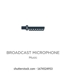 Vector de iconos de micrófono de difusión. Icono moderno de micrófono de broadcast plano de la colección de música aislado en fondo blanco. La ilustración vectorial puede utilizarse para el diseño gráfico web y móvil, el logotipo, 