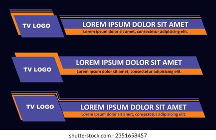 Gráficos vectoriales de la colección de noticias de difusión. Diseño de plantillas de carteles para titulares de barra de titulares, juegos deportivos en canales de televisión, video y medios