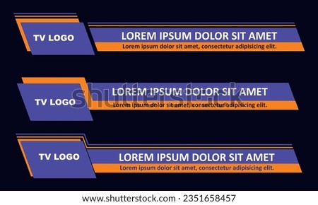 Broadcast news collection vector graphics. Banners template layout design for headline bar headlines, sports games on Television, Video and Media Channels