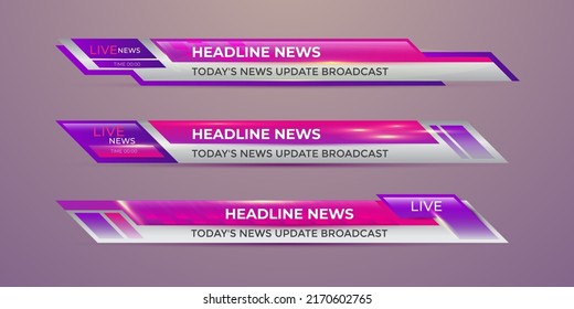 Broadcast news lower third modern banner template for television, video and media channel