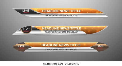 Broadcast news lower third modern banner template for television, video and media channel