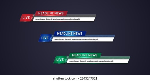 Broadcast news lower third modern colorful banner template for television, video and media channel