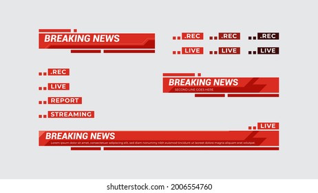 Broadcast news lower third template for television, video and media channel. Vector illustration template breaking news header