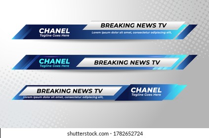 Broadcast News Lower Thirds Banner Template for Television, Media Channel, Video
