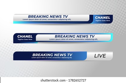 Broadcast News Lower Thirds Banner Template for Television, Media Channel, Video