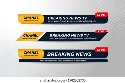 Broadcast News Lower Thirds Banner Template for Television, Media Channel, Video