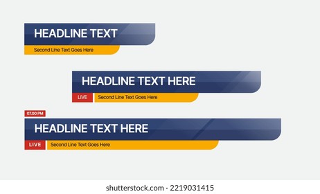 Broadcast News Lower Thirds Template layout design banner for bar Headline news title.