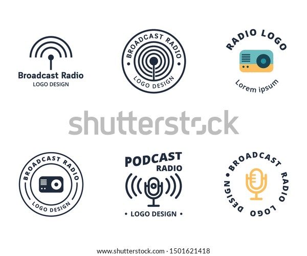 Broadcast Radio Logo Template Radio Microphone Stock Vector (royalty 