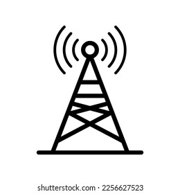 Rundfunkstation und Basisstation. Funkturmsymbol. Vektorgrafik.