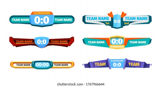 Broadcast score banner. Versus soccer gaming players ui template vector designs