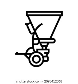 Broadcast Seeder Farm Equipment Line Icon Vector. Broadcast Seeder Farm Equipment Sign. Isolated Contour Symbol Black Illustration