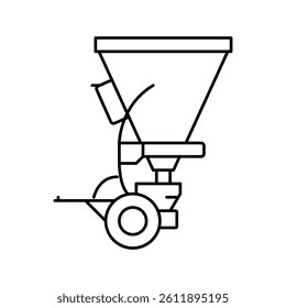 broadcast seeder farm equipment line icon vector. broadcast seeder farm equipment sign. isolated contour symbol black illustration